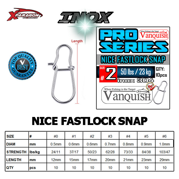 VANQUISH NICE FASTLOCK SNAP PRO SERIES INOX #0-6 (10τεμ/φακ)