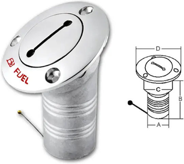 Εικόνα της ΤΑΠΑ ΕΙΣΑΓΩΓΗΣ ΚΑΥΣΙΜΟΥ 38ΜΜ ΓΩΝΙΑΚΗ ΜΕ ΚΛΕΙΔΙ INOX 19-02