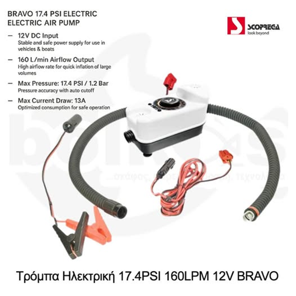 ΤΡΟΜΠΑ ΗΛΕΚΤΡΙΚΗ 17,4PSI 160LPM 12V BRAVO BP-1